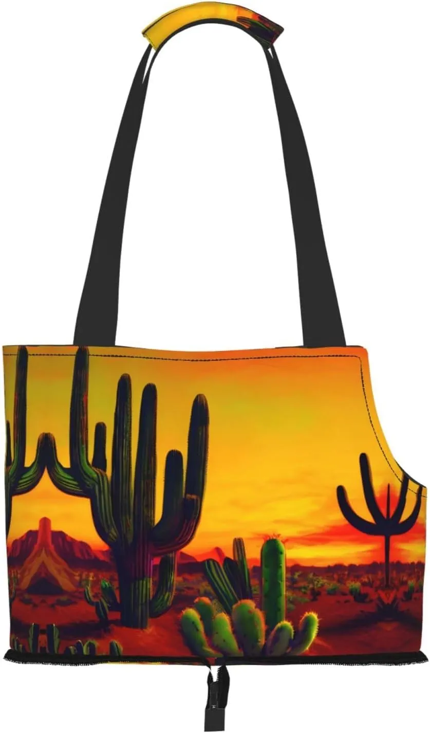 Cactus in Desert Stylish and Portable Pet Crossbody Bag - Pet Tote Bag for Small Dogs - Pet Tote Bag, Crossbody Bag for Petsï¼Œ