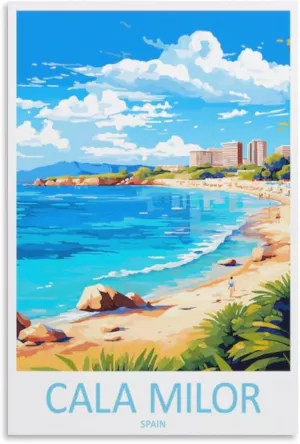 Cala Milor Travel Poster Print Canvas Wall Art Decor Vintage Landscape Poster Home Room Decor 24x36inch(60x90cm)