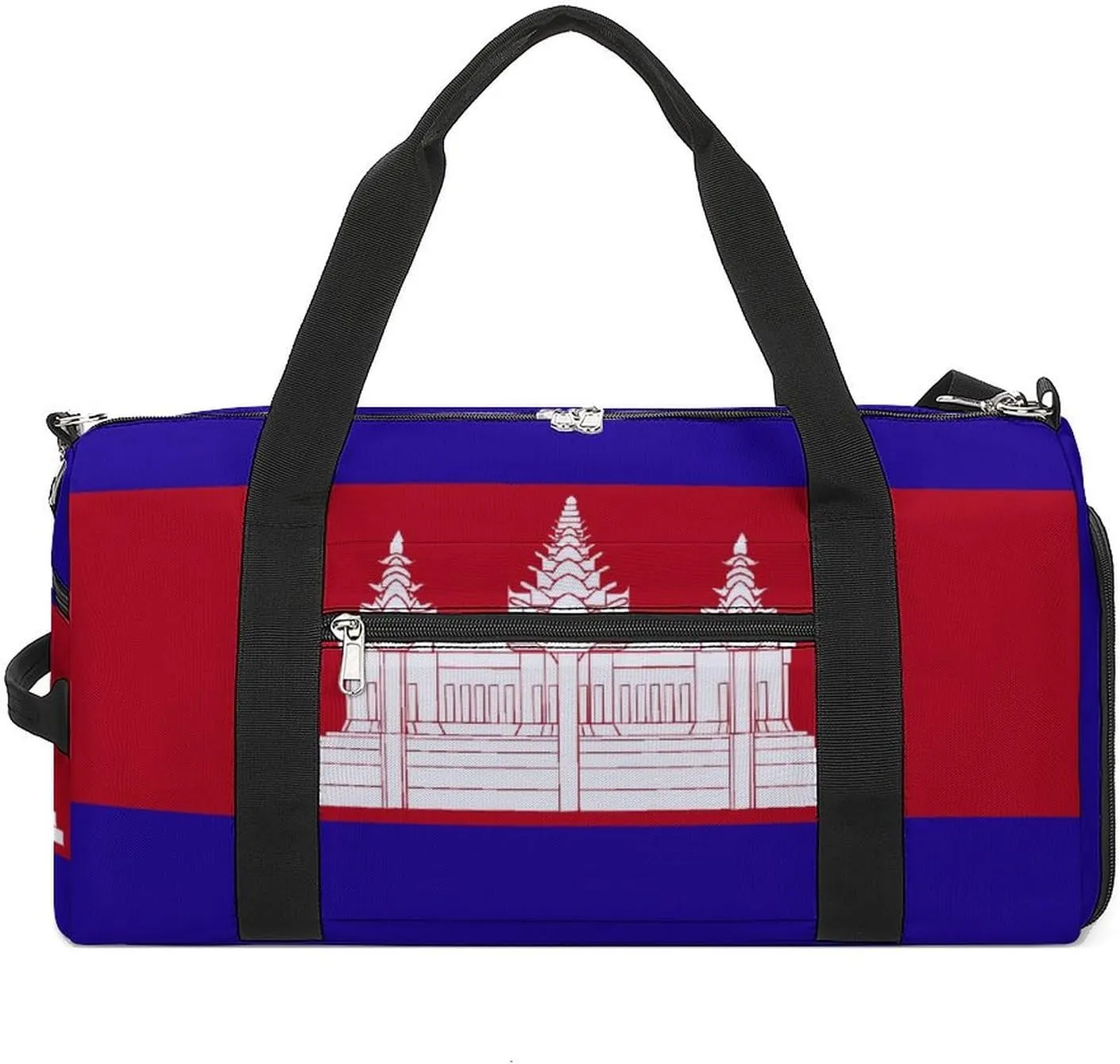 Cambodia Flag Sports Gym Bag for Boys Girls with Shoe Compartment Carry On