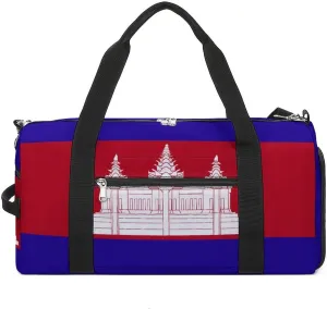 Cambodia Flag Sports Gym Bag for Boys Girls with Shoe Compartment Carry On