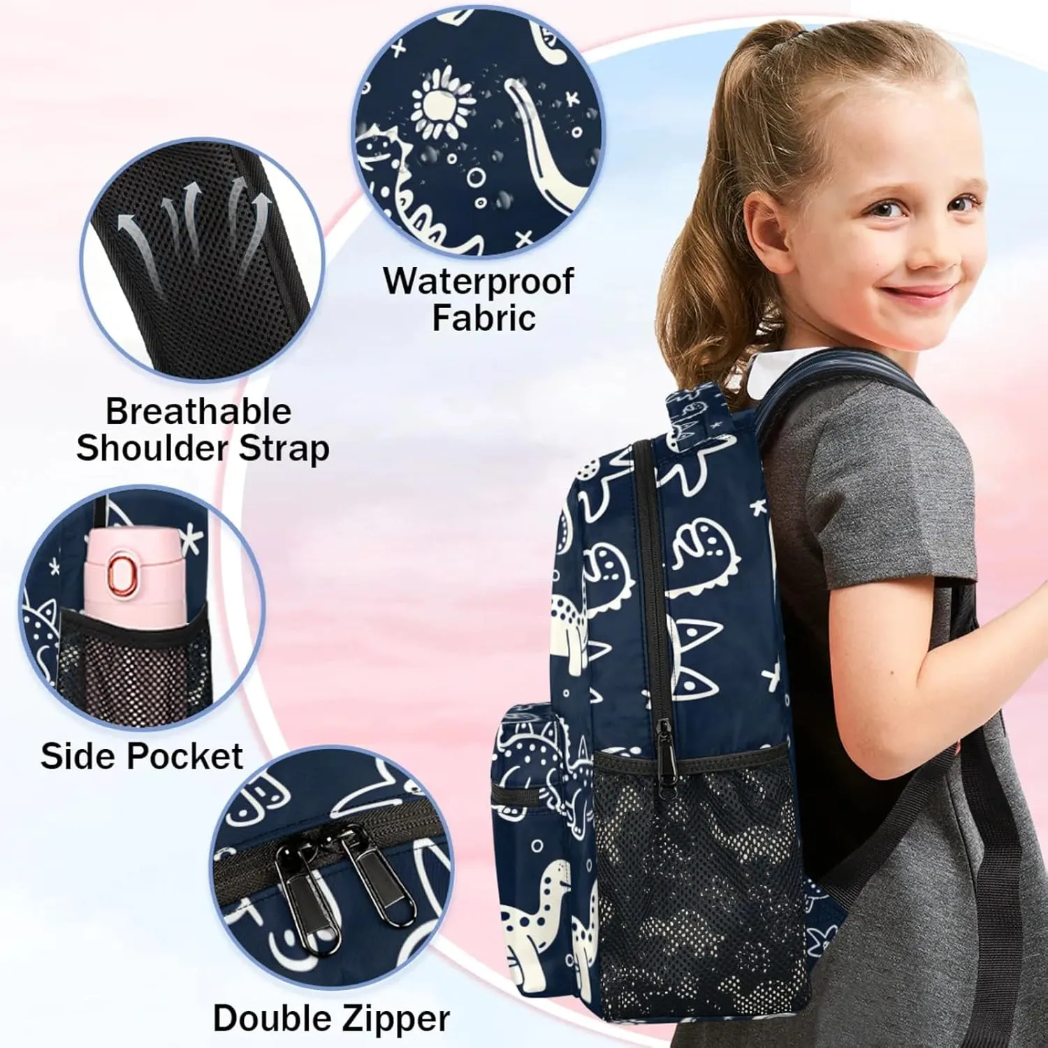 Camo Dinosaur Footprint Large Backpack Fashion Travel Backpacks for Business Women Men Casual Laptop Bag Waterproof Lightweight Shoulder Bags 16in