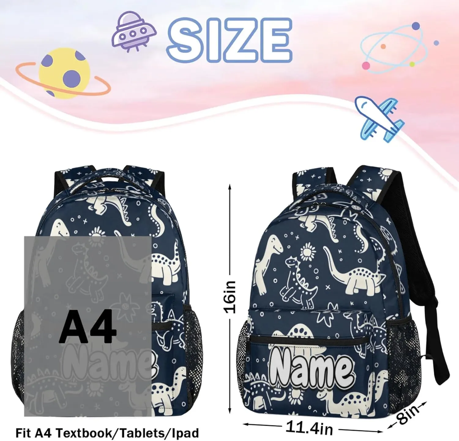 Camo Dinosaur Footprint Large Backpack Fashion Travel Backpacks for Business Women Men Casual Laptop Bag Waterproof Lightweight Shoulder Bags 16in
