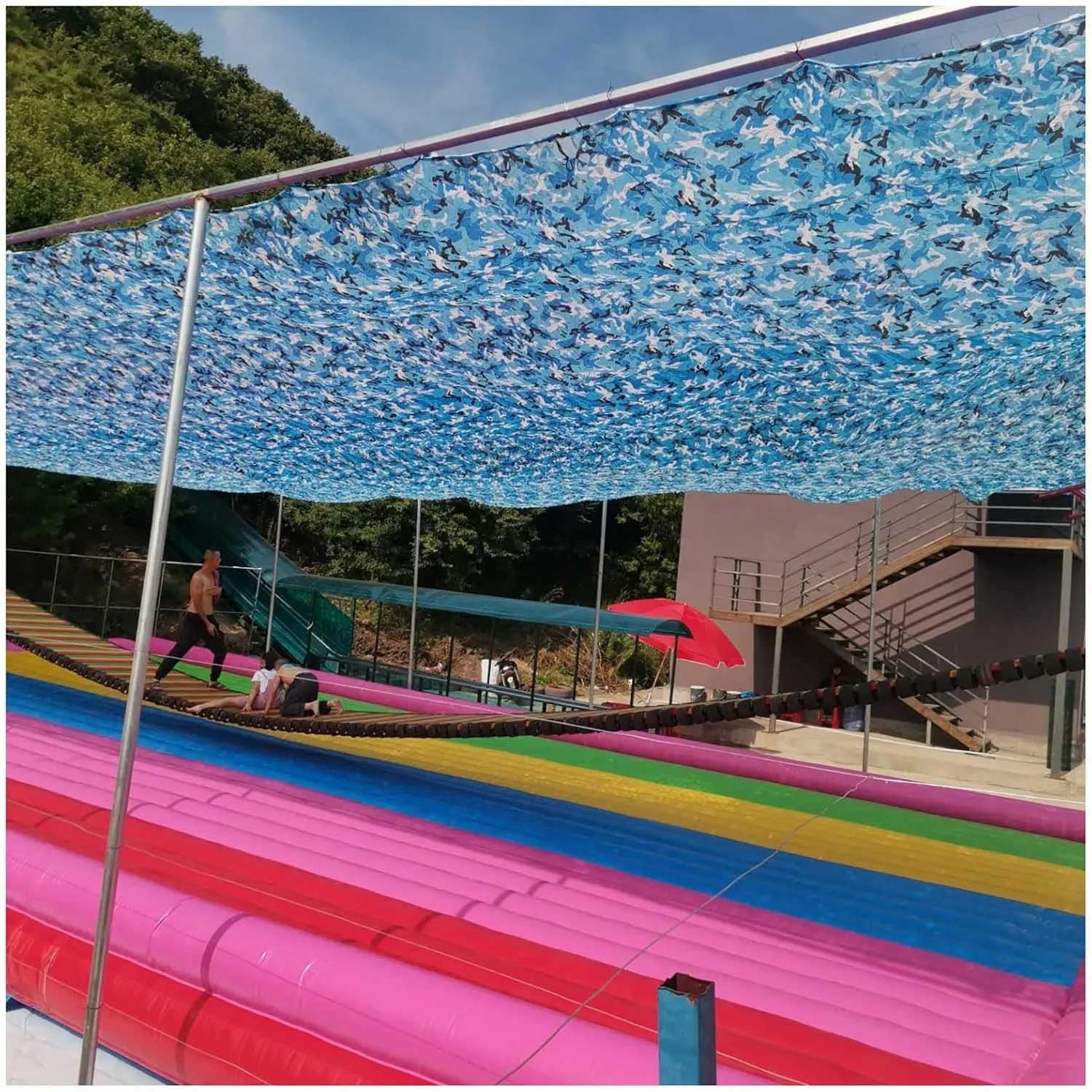 Camouflage Netting, 210d Outdoor Hunting Camo Net, Double-Layer Reinforced Sunshade Netting, Used for Military Decoration, Tent, Camping, Lightweight Sunscreen Net,6x6m(19.7 * 19.7ft)