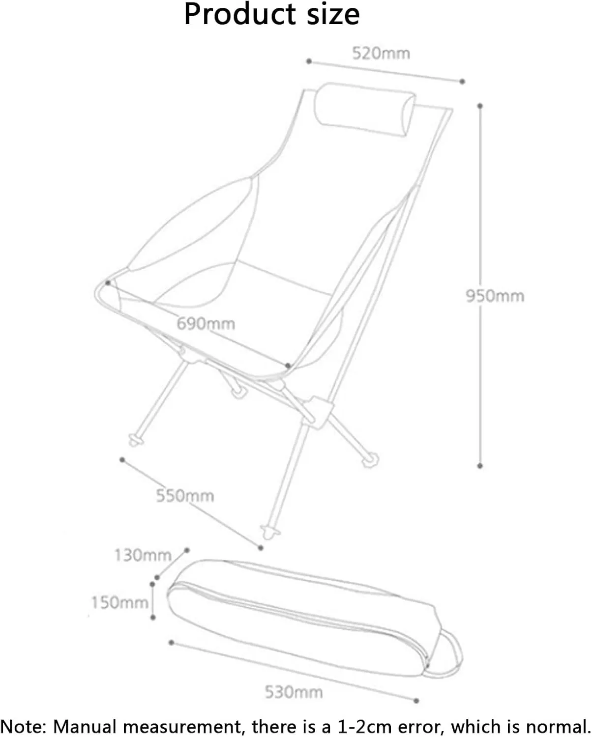 Camping Chair Portable High Back Breathable Mesh Lightweight Folding Chair with Headrest for Outdoor-Green