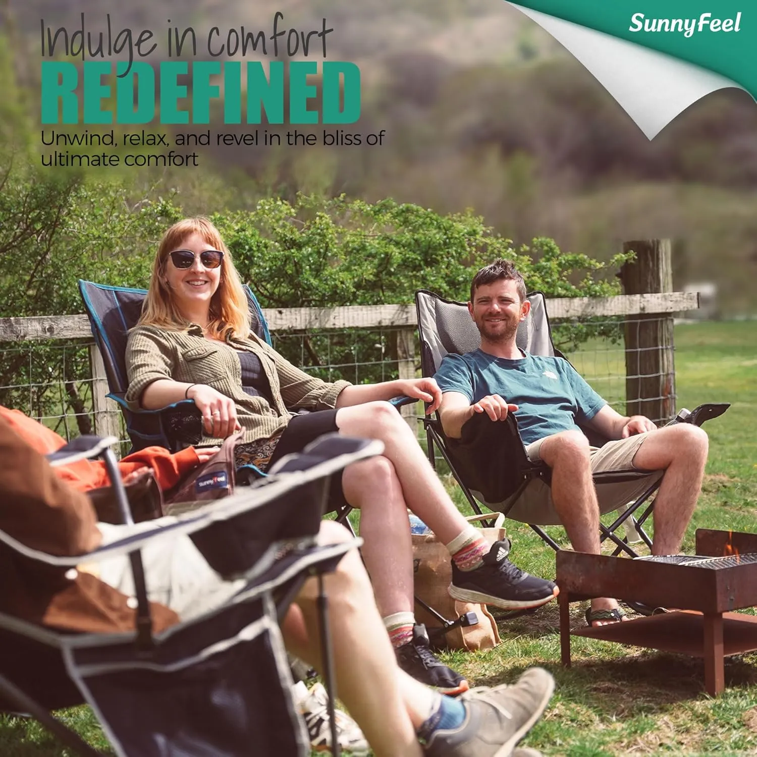 Camping Rocking Chair for Adults, Luxury Padded Recliner, Oversized Folding Rocker, Outdoor Lawn Chair