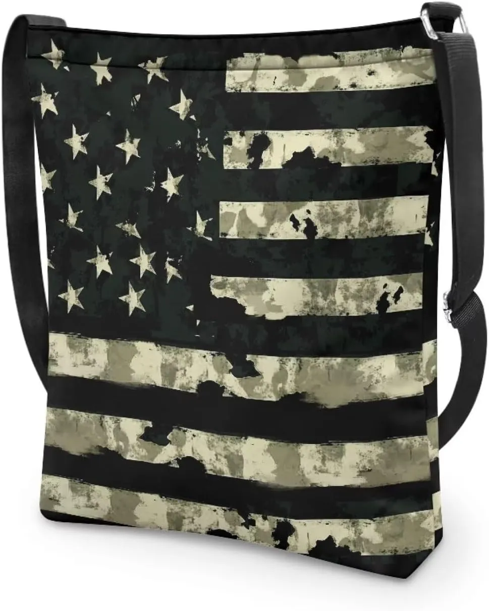 Canvas Crossbody Tote Bag for Women Shoulder Handbag Large Capacity Work Travel Purse with Zipper Pocket