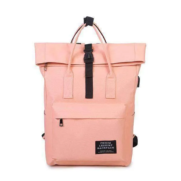 Canvas Nylon School Bag Zipper Laptop Backpacks for Women