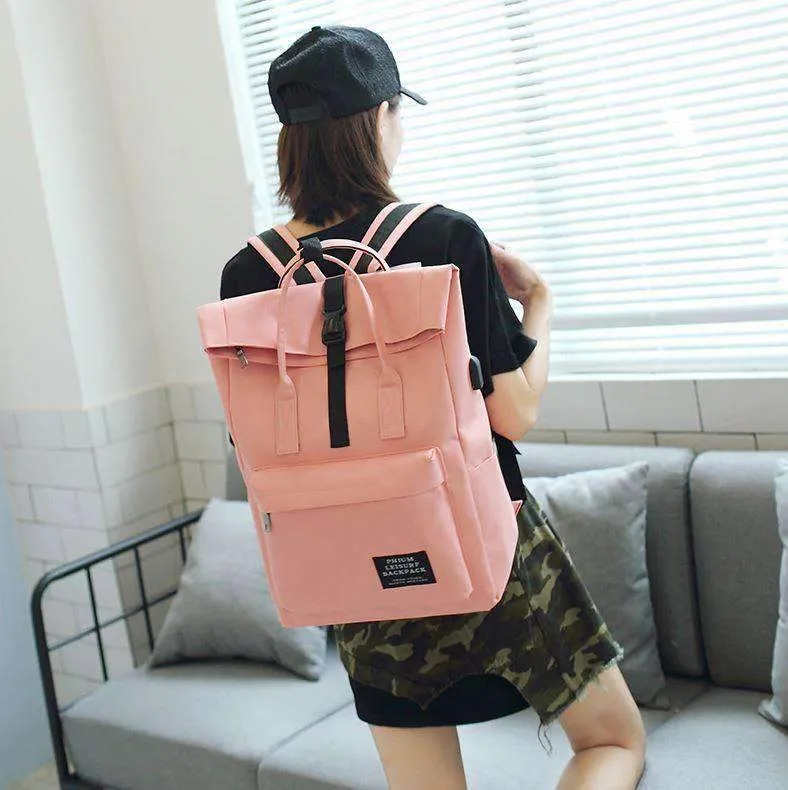 Canvas Nylon School Bag Zipper Laptop Backpacks for Women