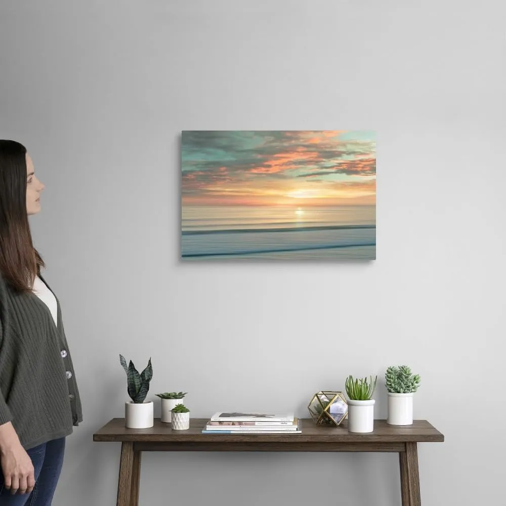 CANVAS ON DEMAND Beach Sunrise Canvas Wall Art Print by Alex Hanson, Contemporary, Home Decor, Ocean Artwork, 24" x16in