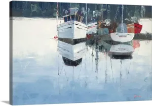 CANVAS ON DEMAND Dock Tight Canvas Wall Art Print by John Burrows, Coastal, Home Decor, Nautical, Sports Artwork, 18" x12in