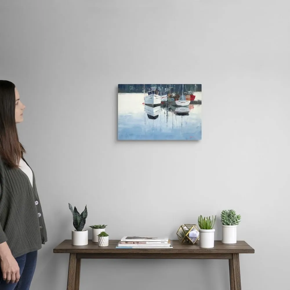CANVAS ON DEMAND Dock Tight Canvas Wall Art Print by John Burrows, Coastal, Home Decor, Nautical, Sports Artwork, 18" x12in