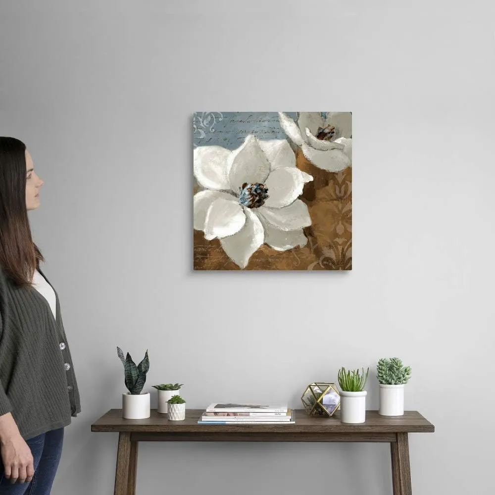 CANVAS ON DEMAND White Magnolias I Canvas Wall Art Print by Lanie Loreth, Home Decor, Artwork, 20"x20" Floral Artwork, 20"x20" Flowers Artwork, 20"x20"