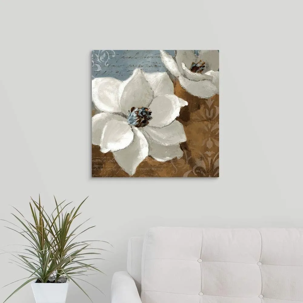 CANVAS ON DEMAND White Magnolias I Canvas Wall Art Print by Lanie Loreth, Home Decor, Artwork, 20"x20" Floral Artwork, 20"x20" Flowers Artwork, 20"x20"