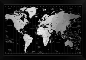 CANVAS ON DEMAND World Timezone map Black Framed Art Print, Map Artwork