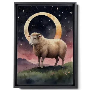 Canvas Print Baby Lamb Sleepy Sheep And Star Moon Gray Decor Decor Lambs Wall Art Sheep Moon And Cloud Wall Art Clouds Art Print Clouds Art Wall Art, Decor