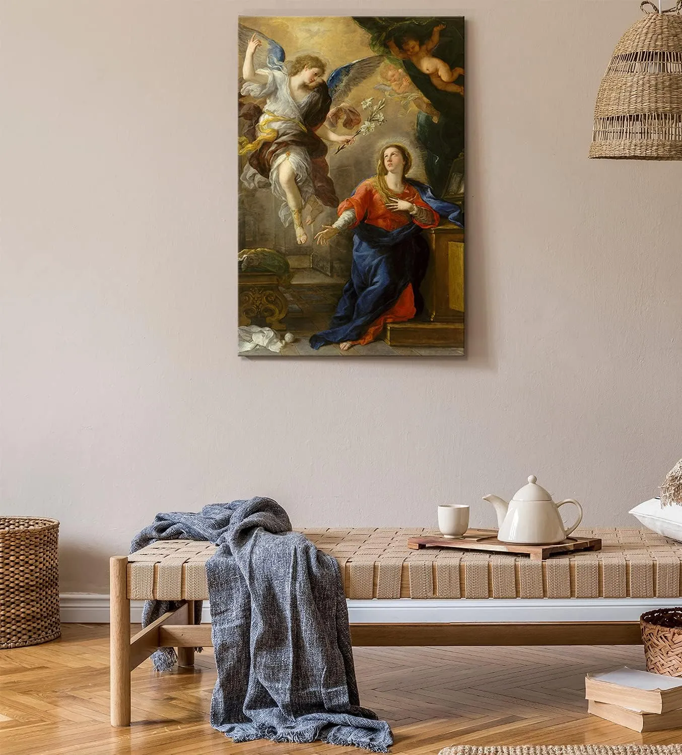 Canvas Print Wall Art - The Annunciation by Luca Giordano - 24x36 inches