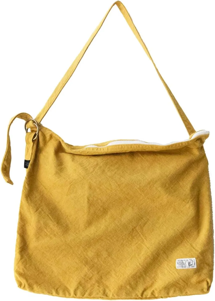 Canvas Shoulder Bag Cotton100% japan Washable Large capacity Adjustable Lightweight Zipper (VC-35)