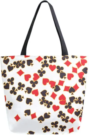 Canvas Tote Bag Chaotic Characters Playing Cards Women Shoulder Bag Reusable Grocery Bags Large Handbag Travel Shopping Bag for School Nursing Gift Outdoors