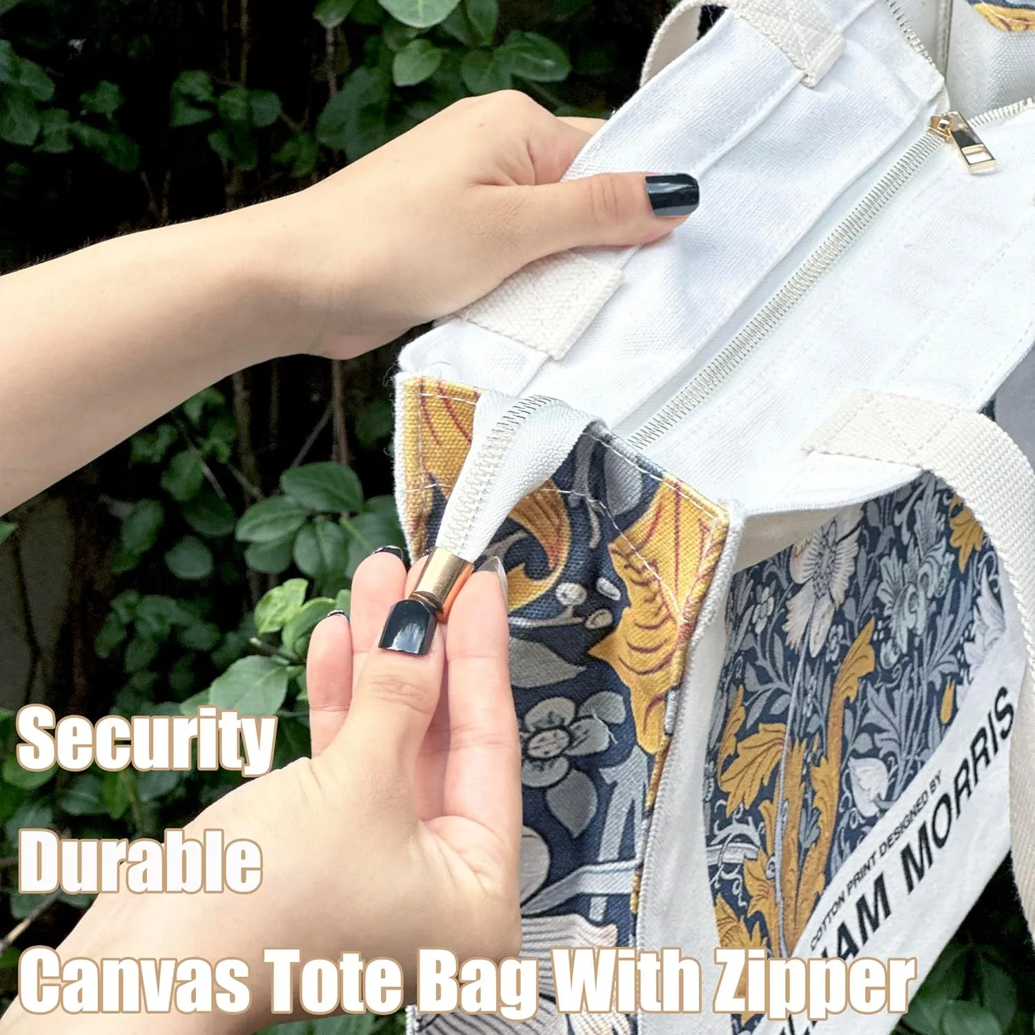 Canvas Tote Bag For Women With Zipper, Durable Portable Reusable Tote Canvas Bag, Tote Bag Aesthetic
