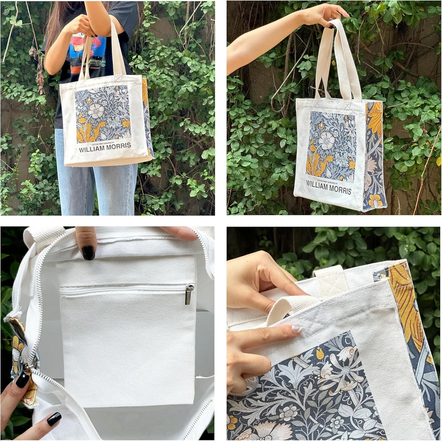 Canvas Tote Bag For Women With Zipper, Durable Portable Reusable Tote Canvas Bag, Tote Bag Aesthetic