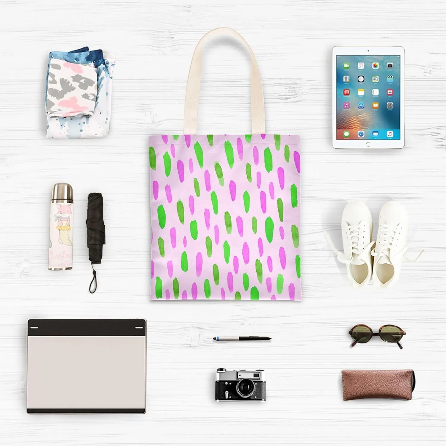 Canvas Tote Bag for Women's Shoulder Bag Hobo Crossbody Handbag Stylish Casual Pocket Zipper Water Drop Pattern 1