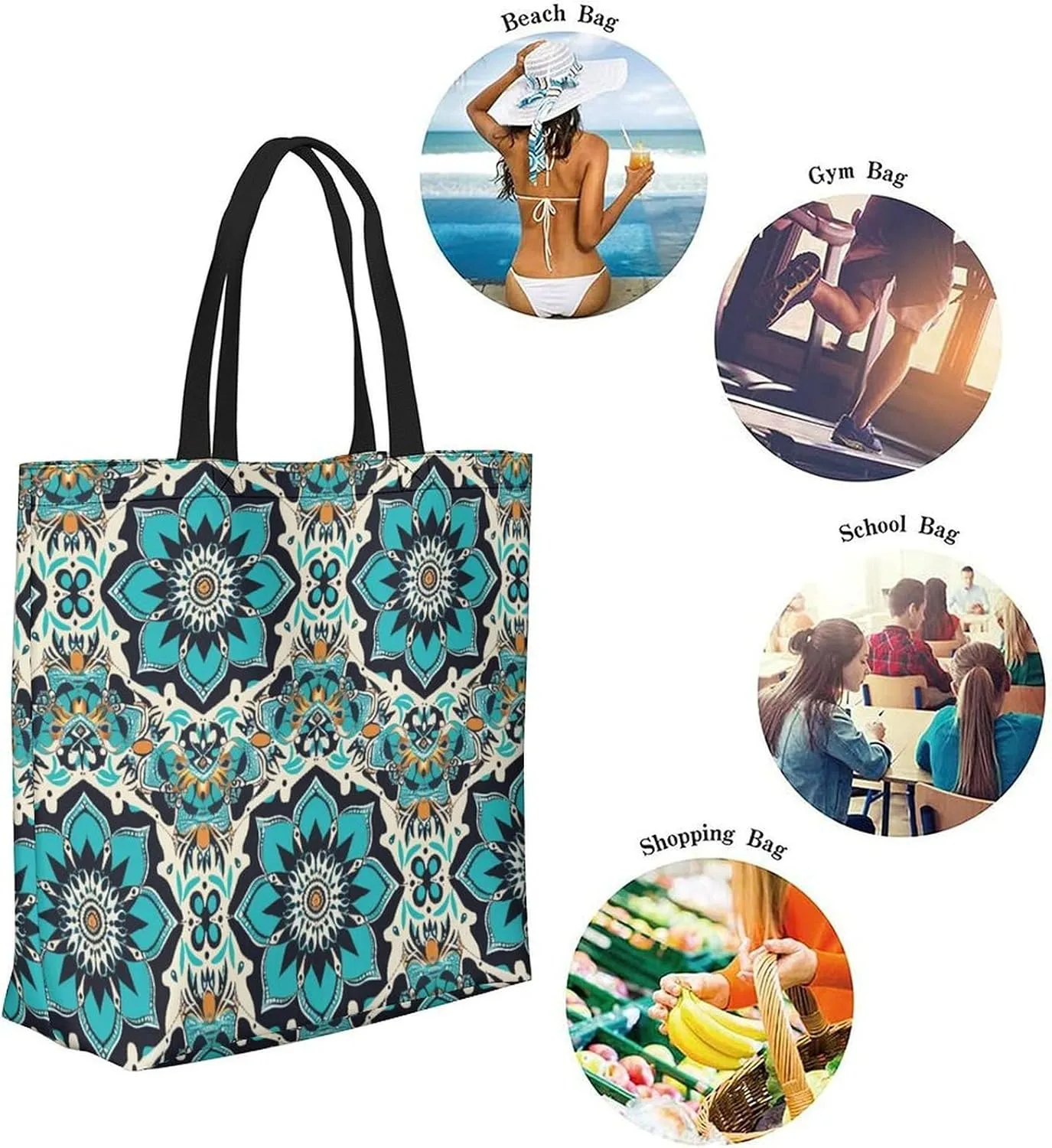 Canvas Tote Bag Large Women Casual Shoulder Bag Handbag Reusable Beach Shopping Grocery Bag For Outdoors
