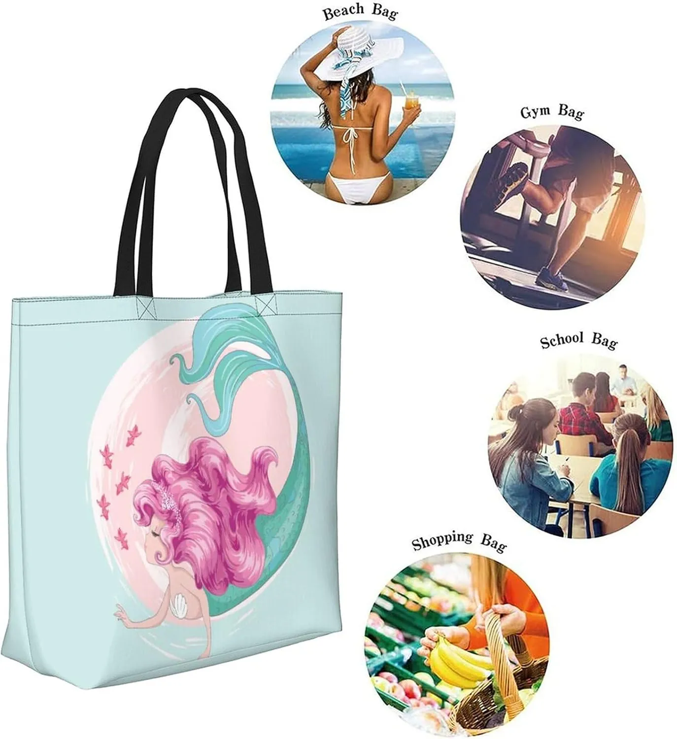 Canvas Tote Bag Large Women Casual Shoulder Bag Handbag Reusable Beach Shopping Grocery Bag For Outdoors