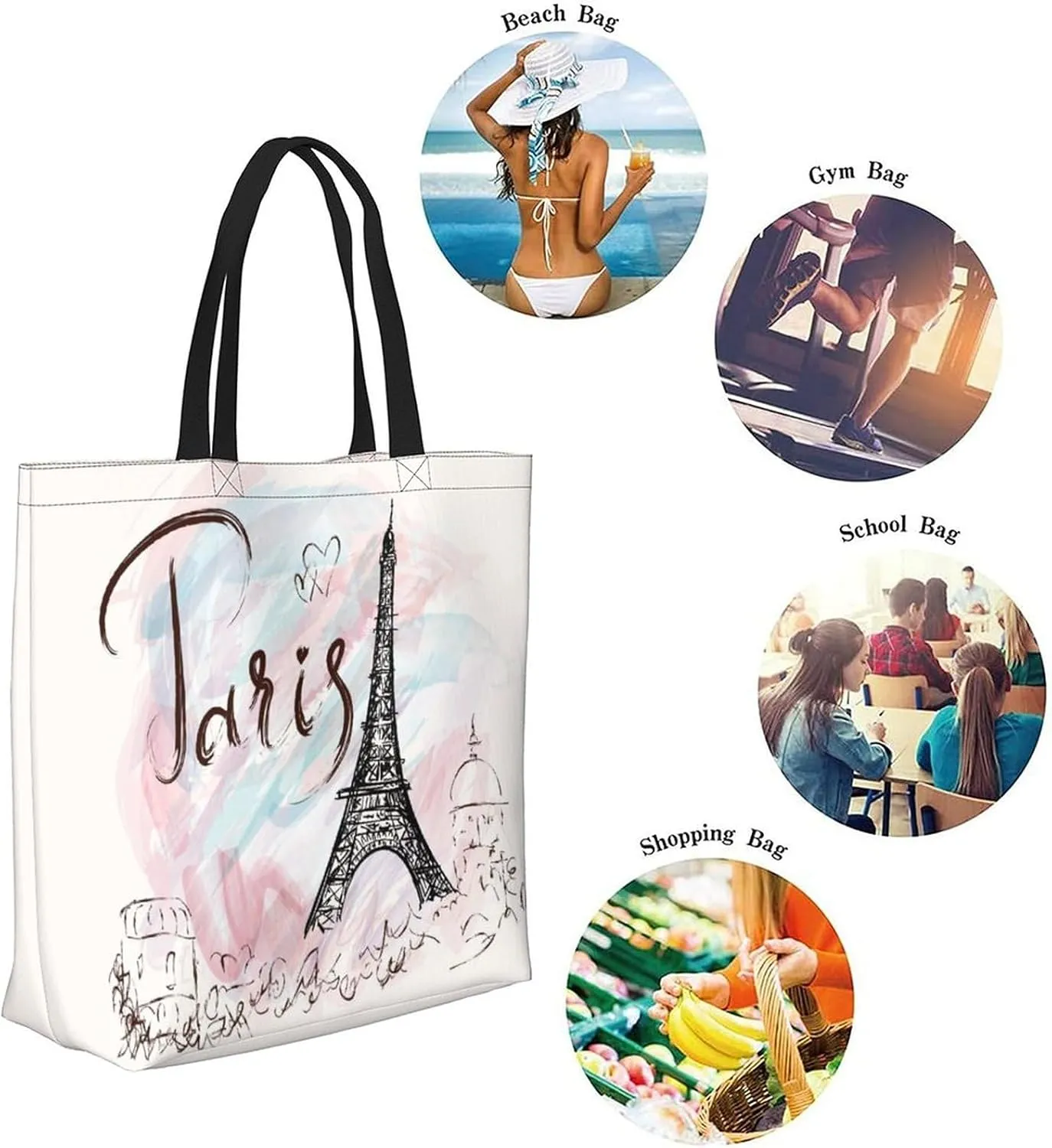 Canvas Tote Bag Large Women Casual Shoulder Bag Handbag Reusable Beach Shopping Grocery Bag For Outdoors