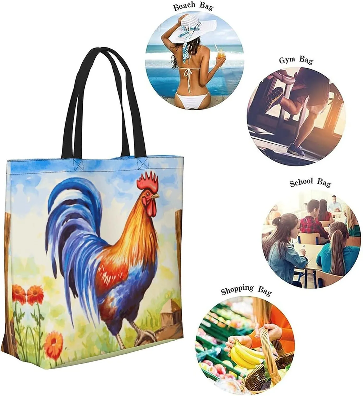 Canvas Tote Bag Large Women Casual Shoulder Bag Handbag Reusable Beach Shopping Grocery Bag For Outdoors