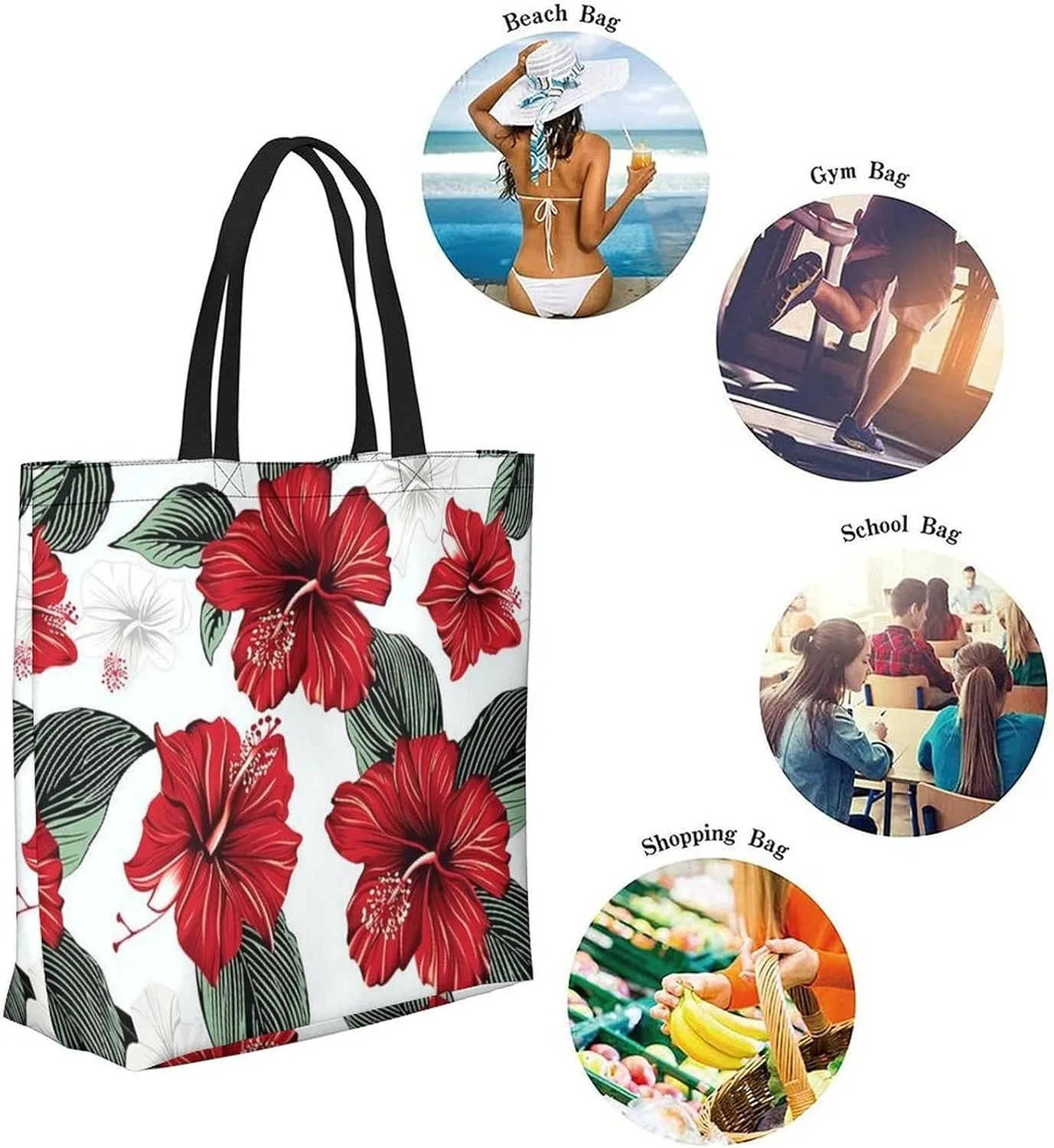 Canvas Tote Bag Large Women Casual Shoulder Bag Handbag Reusable Beach Shopping Grocery Bag For Outdoors