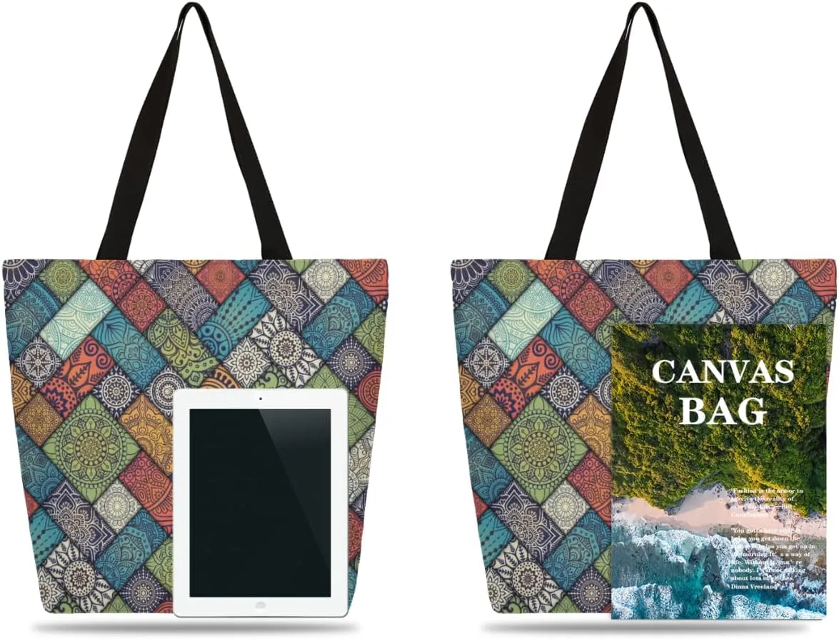 Canvas Tote Bag Large Women Casual Shoulder Bag Handbag Reusable Storage Shoulder Bag
