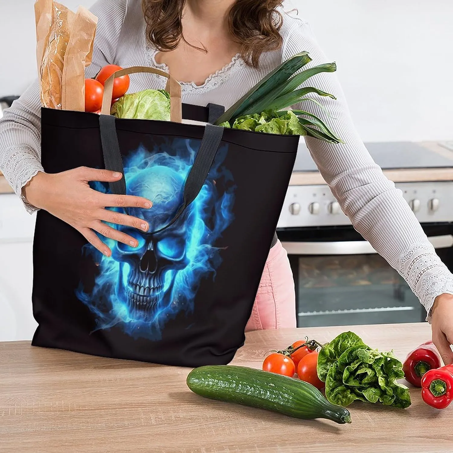 Canvas Tote Bag - Large Women's Casual Shoulder Handbag - Reusable Beach & Shopping Grocery Bag for Outdoors