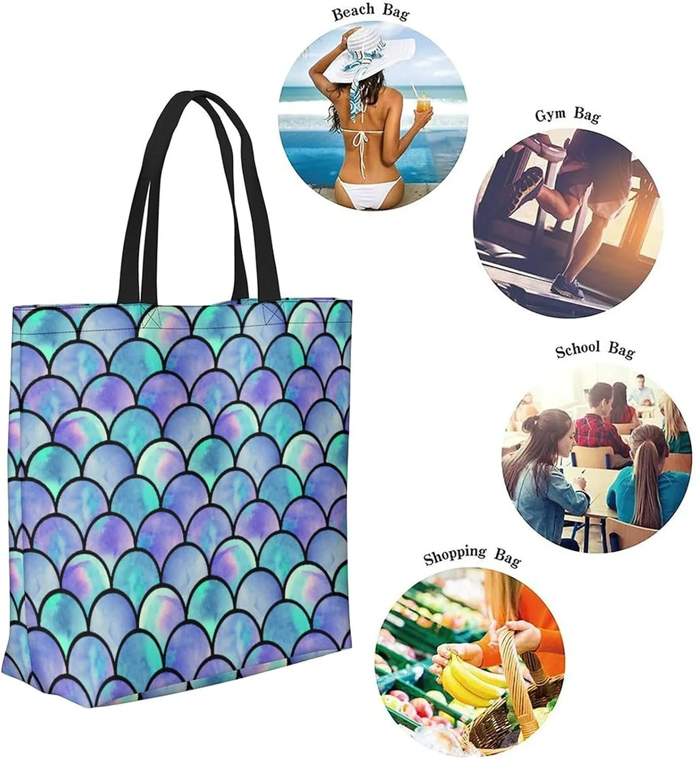 Canvas Tote Bag - Large Women's Casual Shoulder Handbag - Reusable Beach & Shopping Grocery Bag for Outdoors