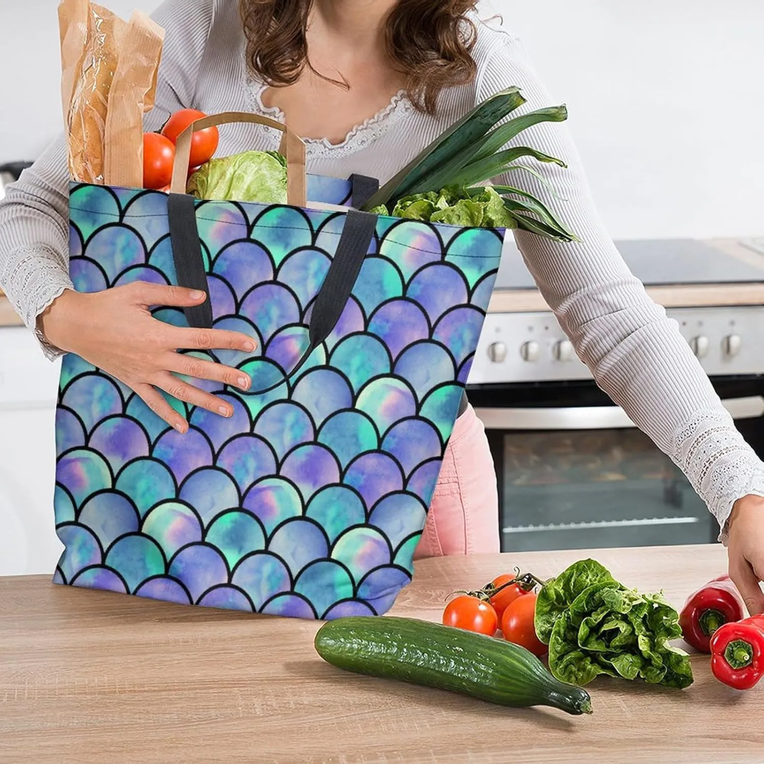 Canvas Tote Bag - Large Women's Casual Shoulder Handbag - Reusable Beach & Shopping Grocery Bag for Outdoors