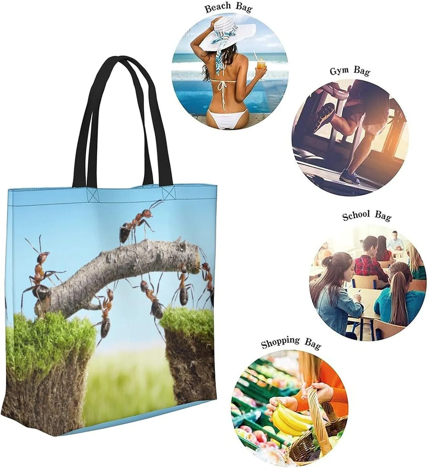 Canvas Tote Bag - Large Women's Casual Shoulder Handbag - Reusable Beach & Shopping Grocery Bag for Outdoors
