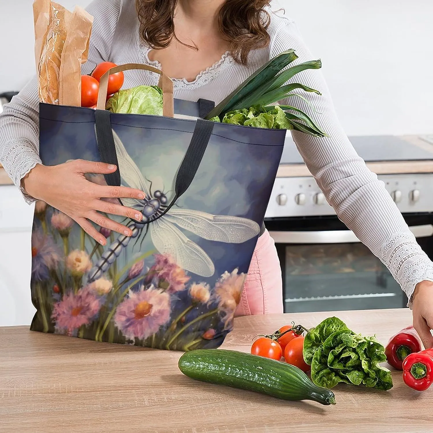 Canvas Tote Bag - Large Women's Casual Shoulder Handbag - Reusable Beach & Shopping Grocery Bag for Outdoors