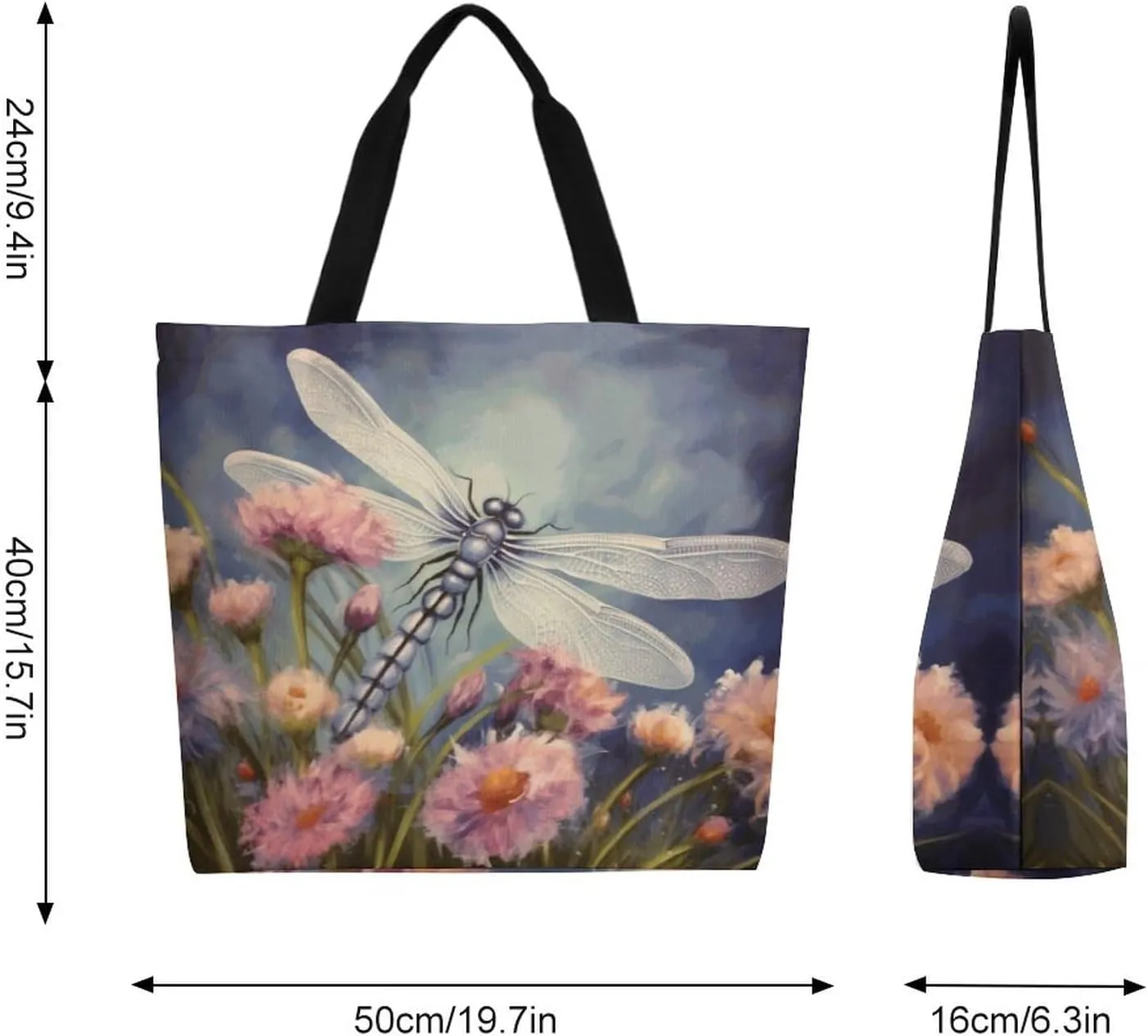 Canvas Tote Bag - Large Women's Casual Shoulder Handbag - Reusable Beach & Shopping Grocery Bag for Outdoors