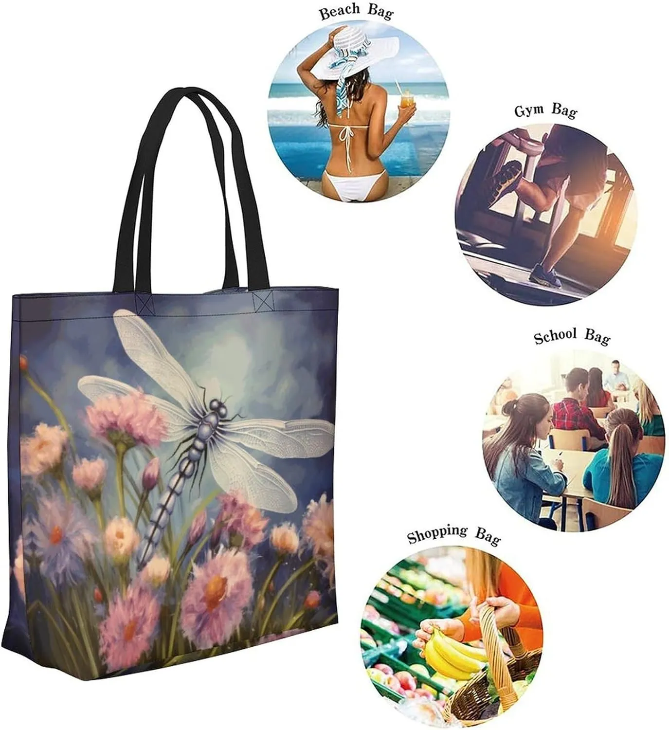 Canvas Tote Bag - Large Women's Casual Shoulder Handbag - Reusable Beach & Shopping Grocery Bag for Outdoors