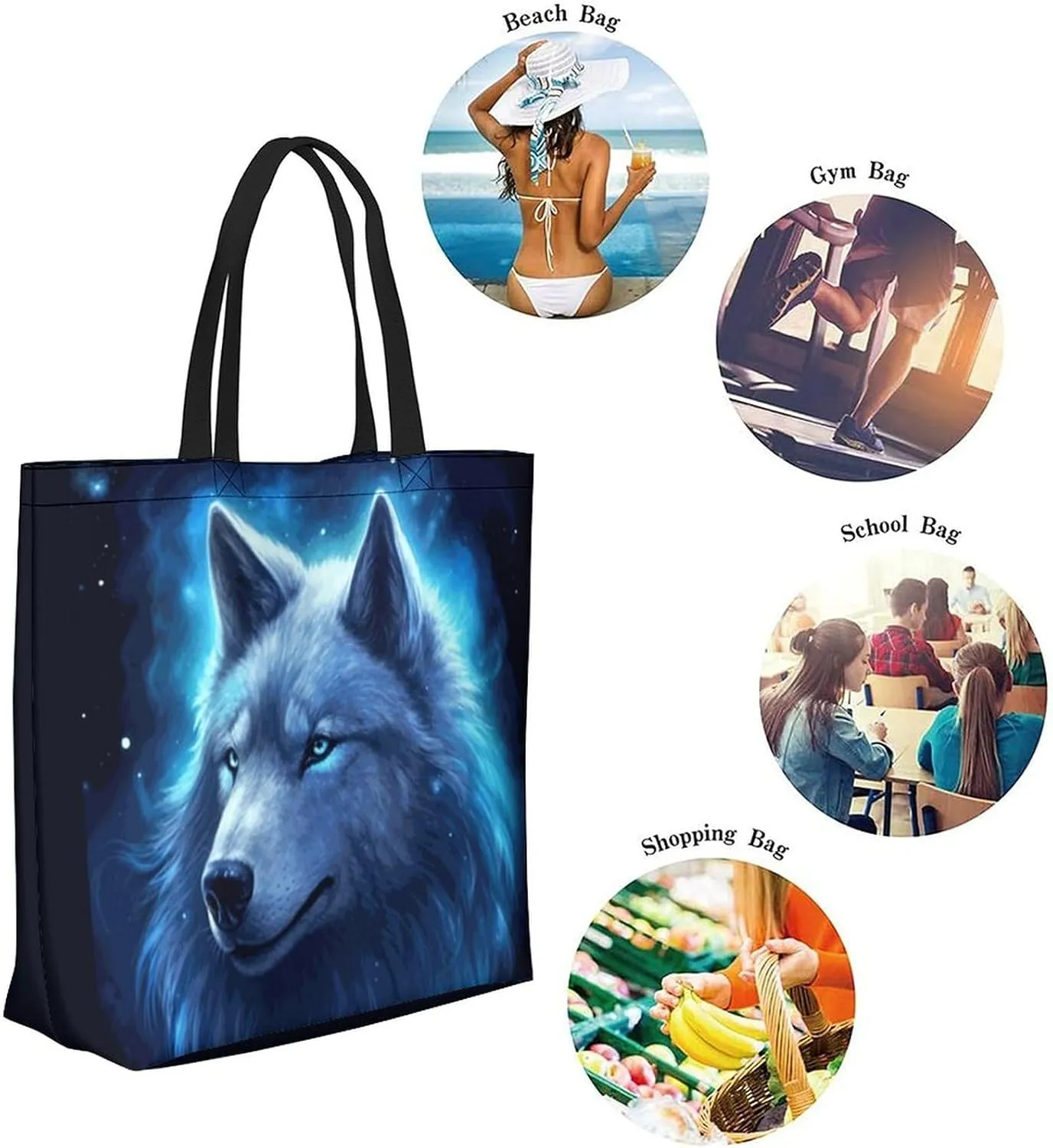 Canvas Tote Bag - Large Women's Casual Shoulder Handbag - Reusable Beach & Shopping Grocery Bag for Outdoors
