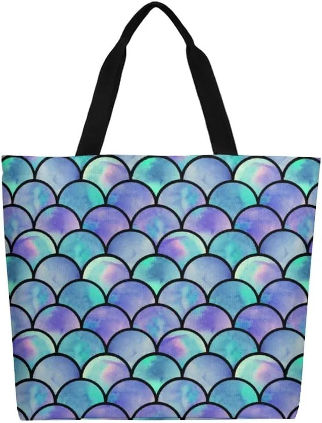 Canvas Tote Bag - Large Women's Casual Shoulder Handbag - Reusable Beach & Shopping Grocery Bag for Outdoors