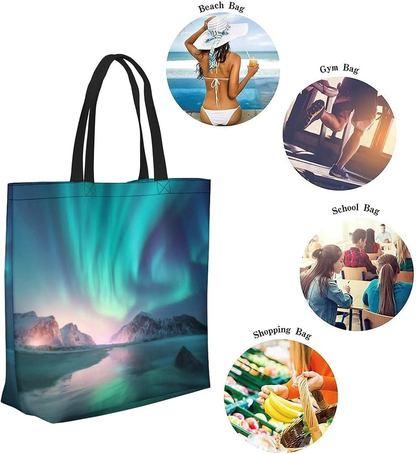 Canvas Tote Bag - Large Women's Casual Shoulder Handbag - Reusable Beach & Shopping Grocery Bag for Outdoors
