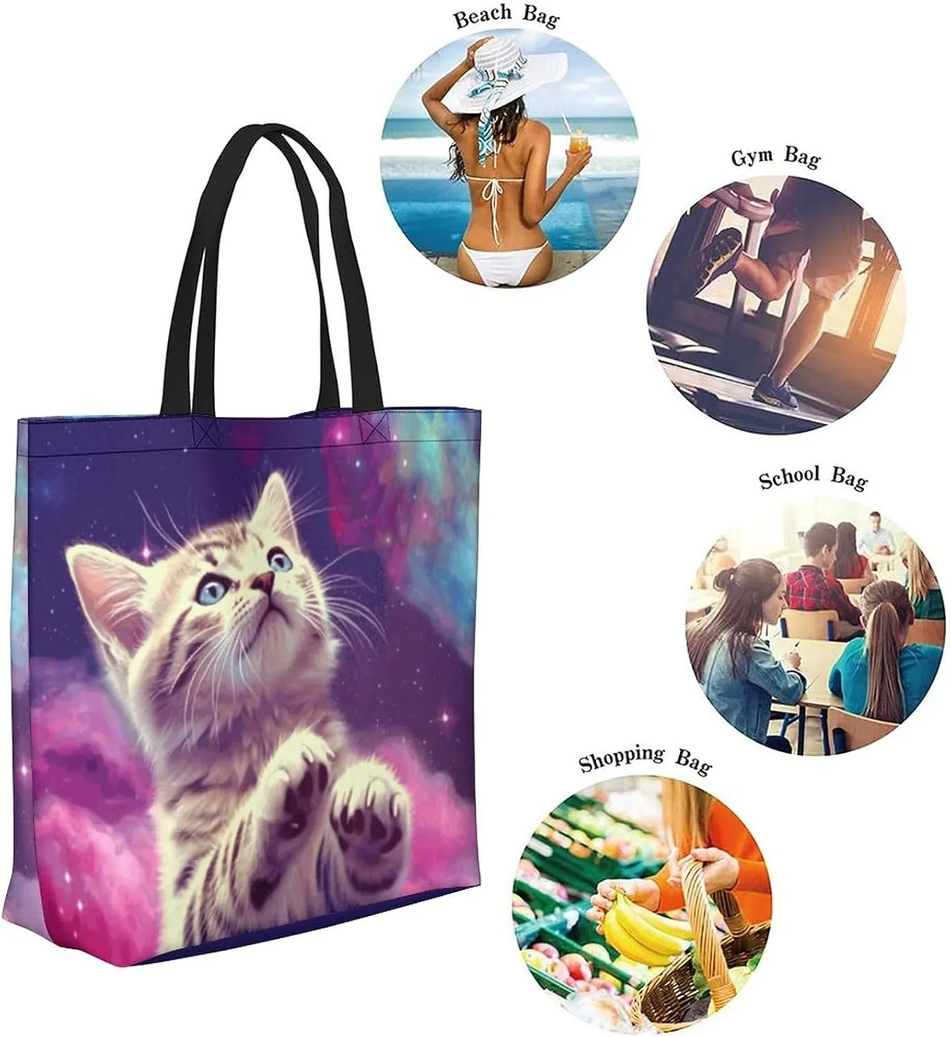 Canvas Tote Bag - Large Women's Casual Shoulder Handbag - Reusable Beach & Shopping Grocery Bag for Outdoors