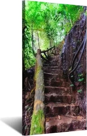 Canvas Wall Art Aesthetic for Living Room Bedroom Office old staircase in vietnam in the tropical forest Jungle trekking photo Poster Prints Large Size Home Decor Artwork 20 x 40 inch