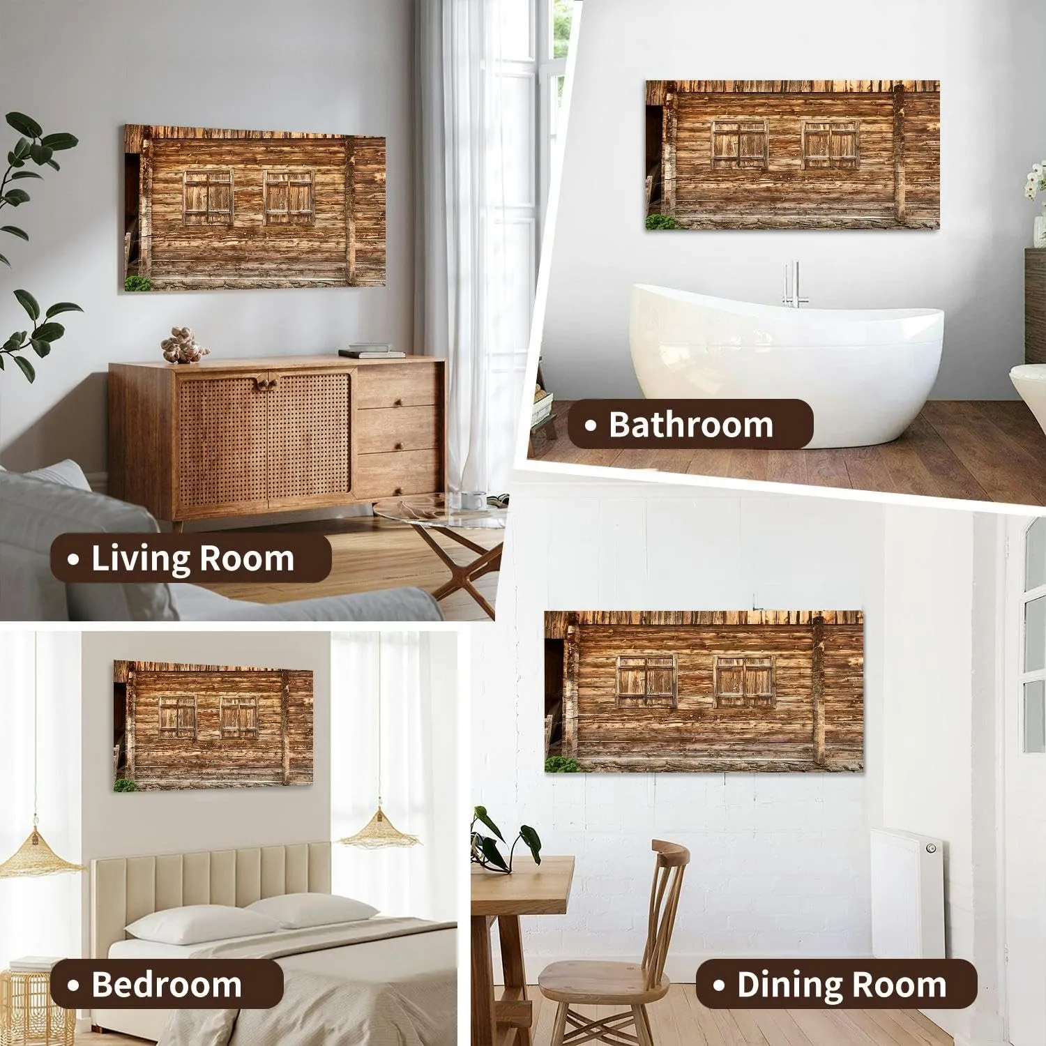 Canvas Wall Art for Living Room Bedroom Closed windows a wooden alpine cabin Big Large Wall Art Decor Framed Painting Wall Pictures Prints Artwork Office