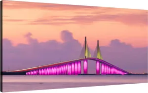 Canvas Wall Art for Living Room Bedroom Sunshine Skyway Bridge spanning the Lower Tampa Bay Big Large Wall Art Decor Framed Painting Wall Pictures Prints Artwork Office
