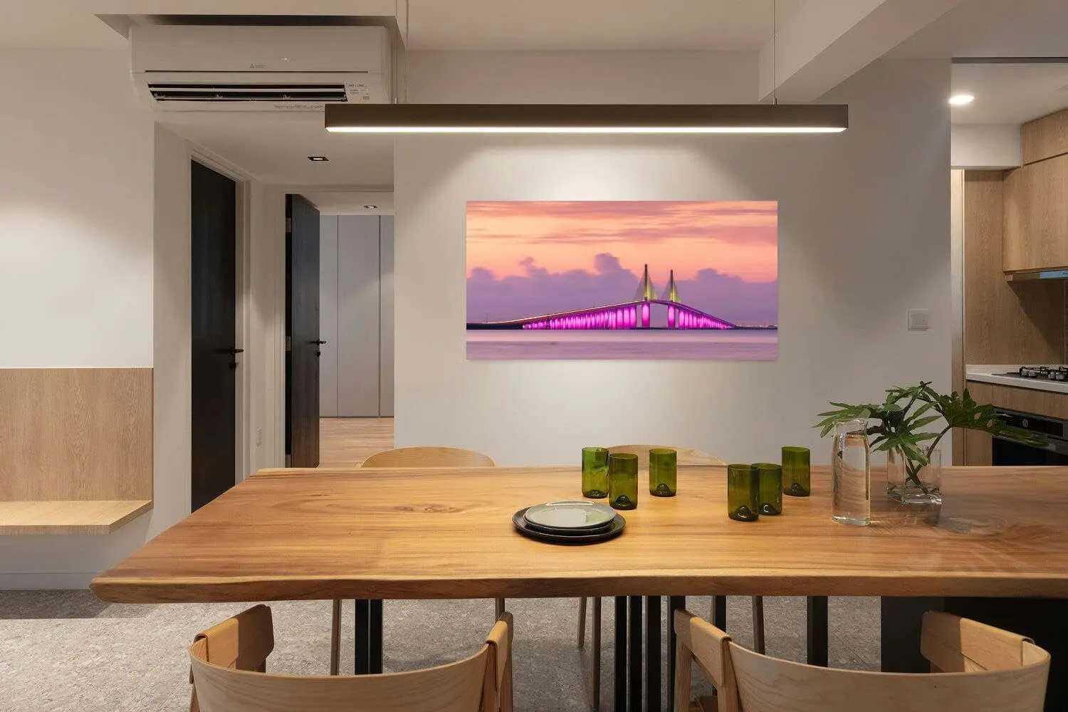 Canvas Wall Art for Living Room Bedroom Sunshine Skyway Bridge spanning the Lower Tampa Bay Big Large Wall Art Decor Framed Painting Wall Pictures Prints Artwork Office