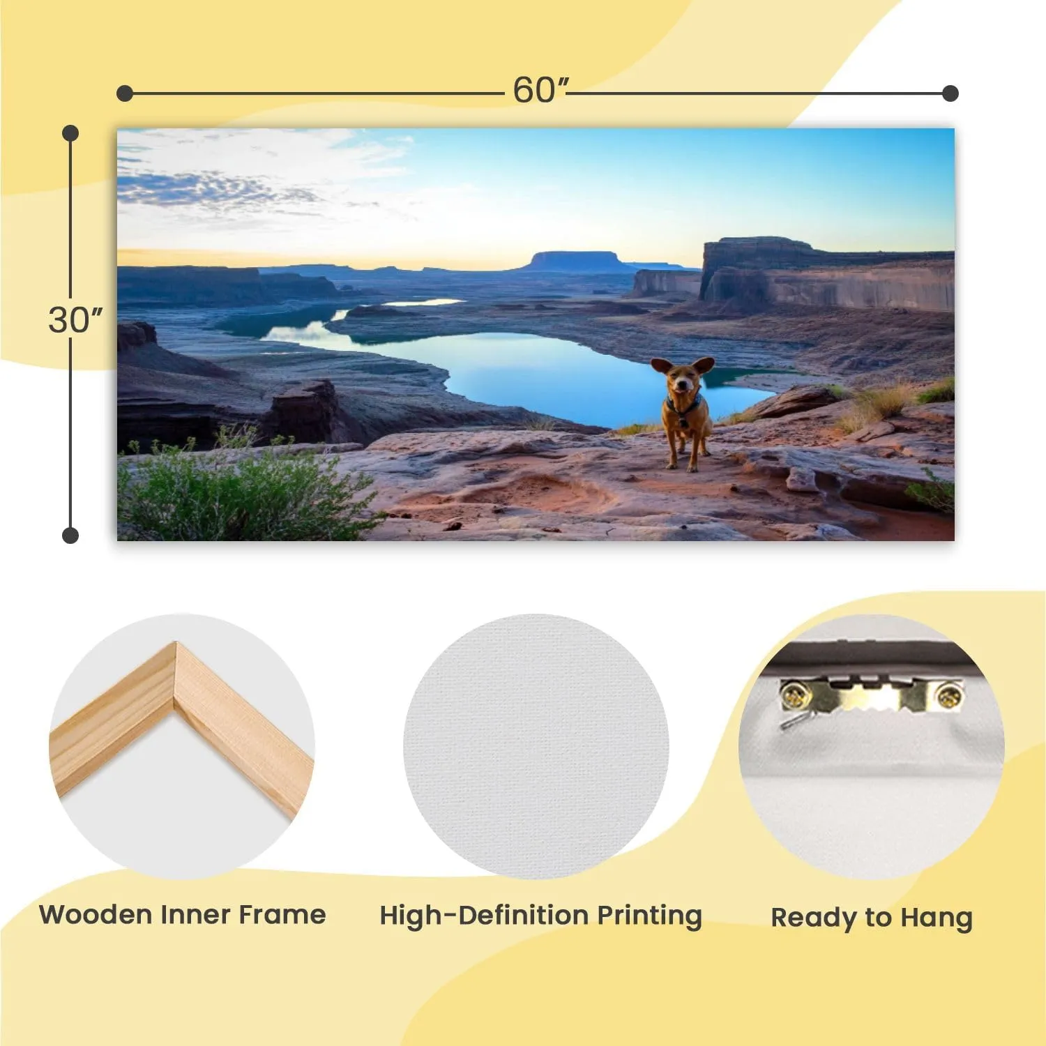 Canvas Wall Art Prints Alstrom Point Lake Powell Large Framed Wall Art Painting Artwork Poster Hanging Home Decor for Living Room Office Bathroom 30"x60"