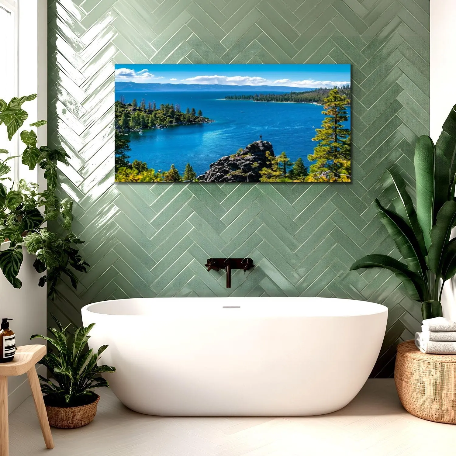 Canvas Wall Art Prints beautiful hike lake california exploration pictures Large Framed Wall Art Painting Artwork Poster Hanging Home Decor for Living Room Office Bathroom 20"x40"