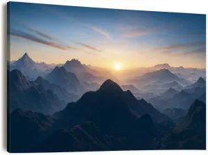 Canvas Wall Art Prints Picture Aerial view misty mountains sunrise Framed Large Size Artwork Wall Painting Home Decor for Living Room Bedroom Ready to Hang 24"x36"