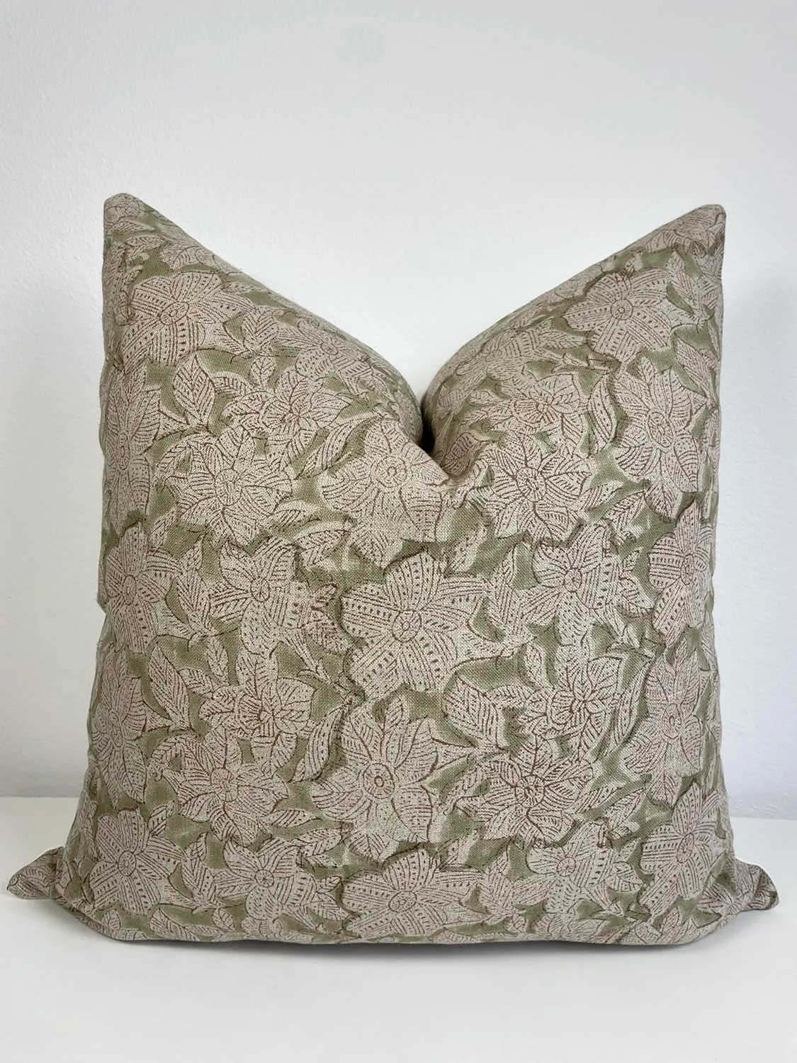 Canyon Theory Hand Block Print Pure Linen 20x20 Inch Throw Pillow Cover: Handmade Vintage Cushion Cover (Jura)
